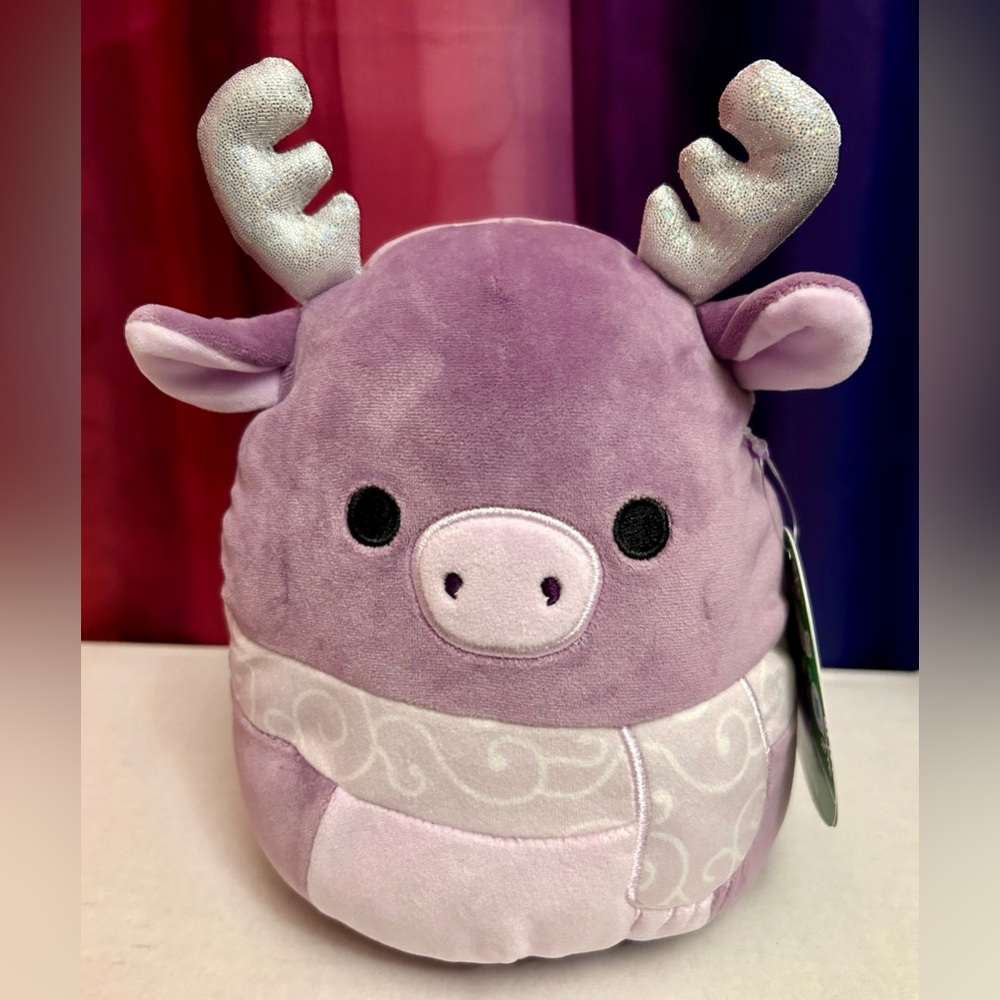 NWT Rare Squishmallows 7.5”  Markina the Purple Moose with Scarf Plush Toy